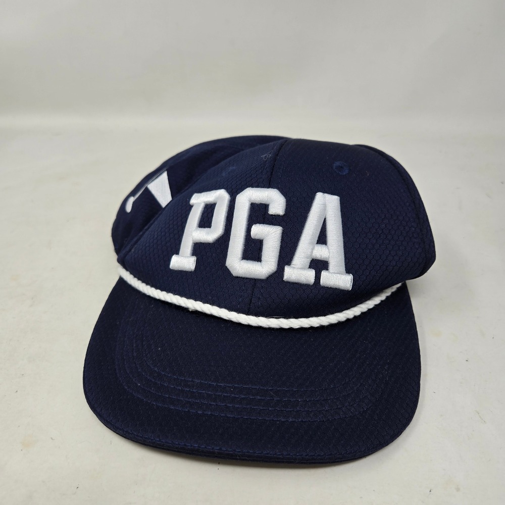 Macron PGA Golf Hat Navy Blue Rope Snapback Mesh Cap Adjustable USA004/26/119